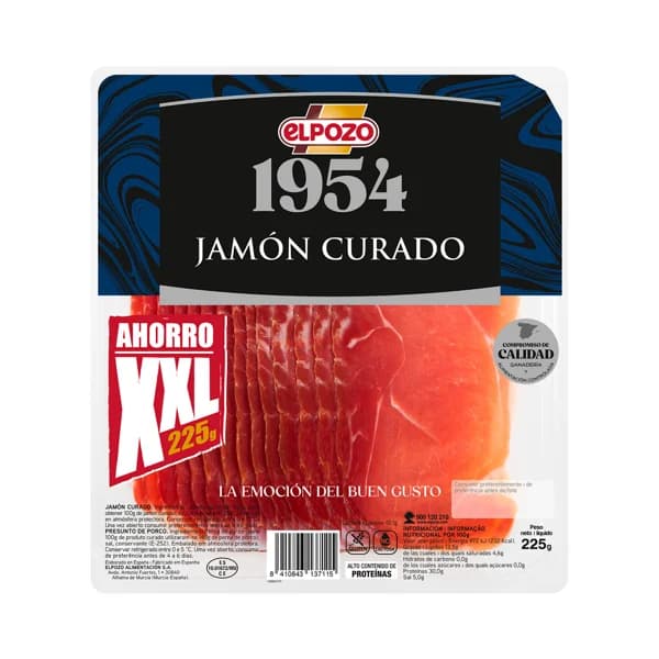EL POZO 1954 Jamón curado cortado en lonchas 225 g. - 0.22 kg - Imagen del producto en Findit