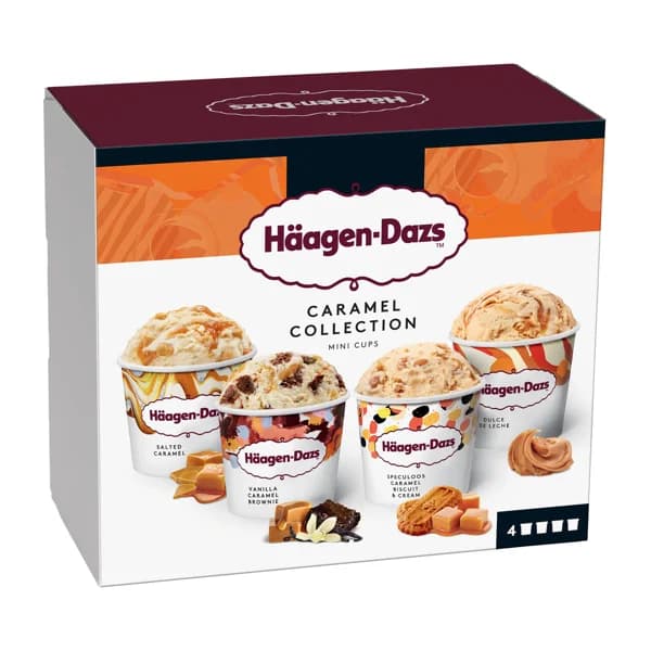 HÄAGEN-DAZS Mini tarrinas de helado de caramelo con distintos sabores 4 x 100 ml. - 0.38 l - Imagen del producto en Findit