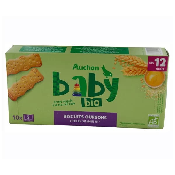 PRODUCTO ALCAMPO Galletas ecolólogicas con forma de ositos en 10 sobres de 2 uds, a partir de 12 meses - 0.15 kg - Imagen del producto en Findit