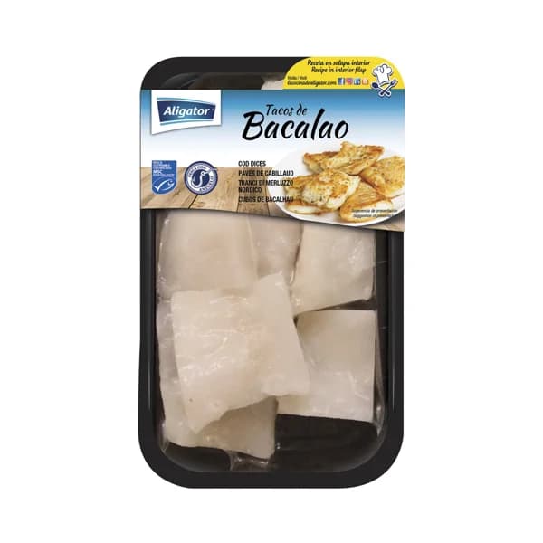 ALIGATOR Tacos de bacalao de pesca sostenible (MSC) y pescados con anzuelo ALIGATOR P.N. 350 g. - 0.35 kg - Imagen del producto en Findit