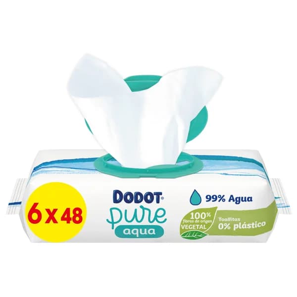 DODOT Toallitas húmedas para bebé, con algodón orgánico DODOT Aqua pure 6 x 48 uds. - 1 ud - Imagen del producto en Findit