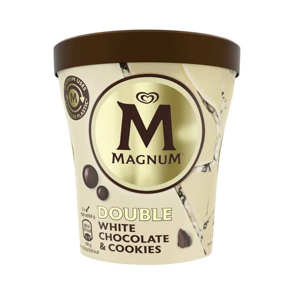 MAGNUM Tarrina de helado crema de nata con salsa de galleta al cacao, virutas de chocolate blanco y trozos de galleta 440 ml. - 0.44 l - Imagen del producto en Findit