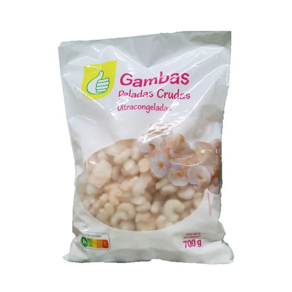 PRODUCTO ECONÓMICO ALCAMPO Gambas crudas peladas 220 / 440 y ultracongeladas PRODUCTO ECONÓMICO ALCAMPO 700 g. - 0.7 kg - Imagen del producto en Findit