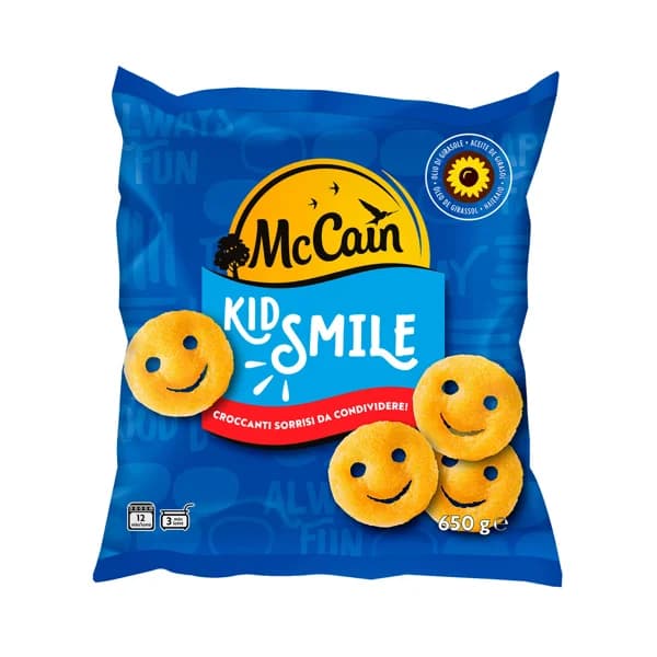 McCAIN Patatas prefritas ultracongeladas, con forma de caritas sonrientes McCAIN Kids smile 650 g. - 0.6 kg - Imagen del producto en Findit