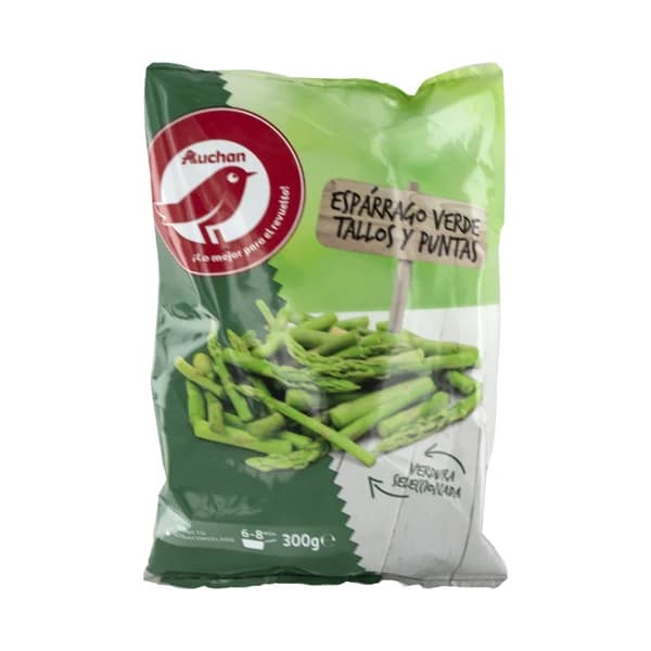 AUCHAN Espárragos verdes (tallos y puntas) utracongelados 300 g. Producto Alcampo - 0.3 kg - Imagen del producto en Findit