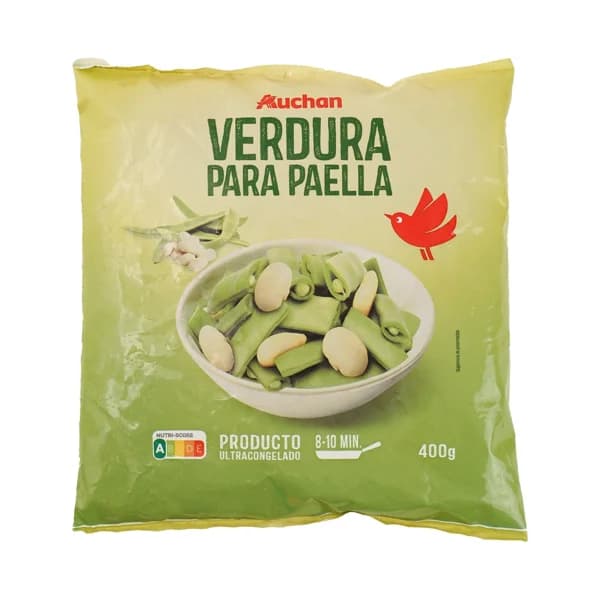 AUCHAN Selección ultracongelada de verduras para paella (judia verde plana, garrafón y alubia blanca) 450 g. Producto Alcampo - 0.45 kg - Imagen del producto en Findit