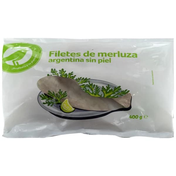 AUCHAN Filetes de merluza argentina, ultracongelados y sin piel 400 g. Producto Alcampo - 0.4 kg - Imagen del producto en Findit
