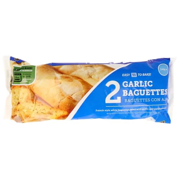 EASY TO BAKE Baguettes con ajo precocinadas 340 gr pack de 2 uds - 0.32 kg - Imagen del producto en Findit