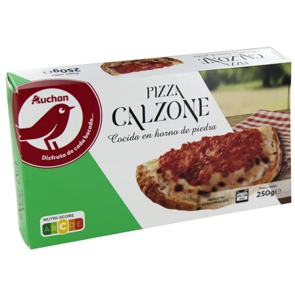 AUCHAN Pizza calzone con jamón y queso cocida en horno de piedra 250 g. Producto Alcampo - 0.25 kg - Imagen del producto en Findit