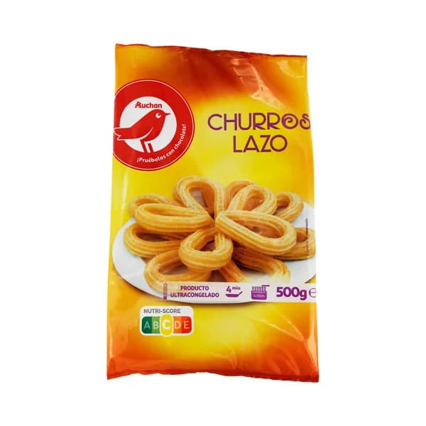 AUCHAN Churros con forma de lazo, precocinados y ultracongelados 500 g. Producto Alcampo - 0.5 kg - Imagen del producto en Findit