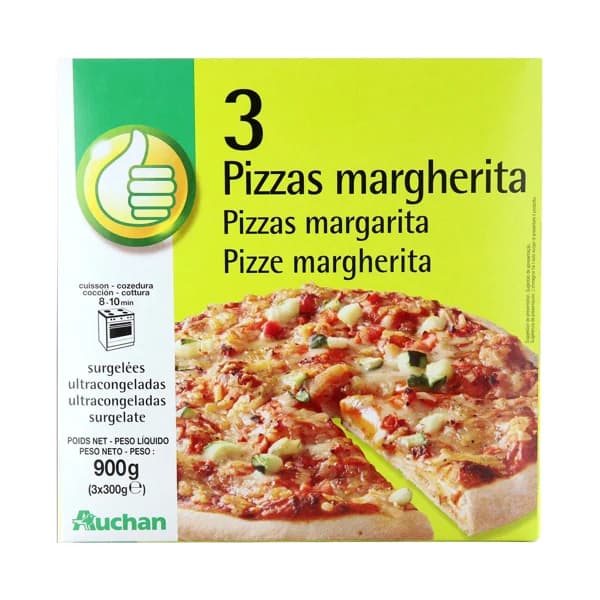 PRODUCTO ECONÓMICO ALCAMPO Pizza margarita ultracongelada 3 x 100 g. - 0.9 kg - Imagen del producto en Findit