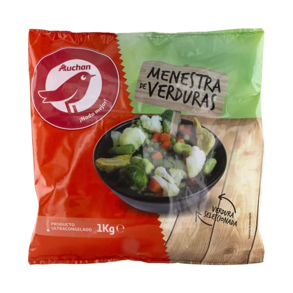 AUCHAN Menestra de verduras elaborada con verduras seleccionadas 1 kg. Producto Alcampo - 1 kg - Imagen del producto en Findit
