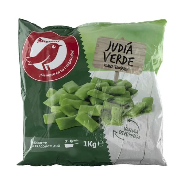 AUCHAN Judías verdes planas seleccionadas y troceadas 1 kg. Producto Alcampo - 1 kg - Imagen del producto en Findit