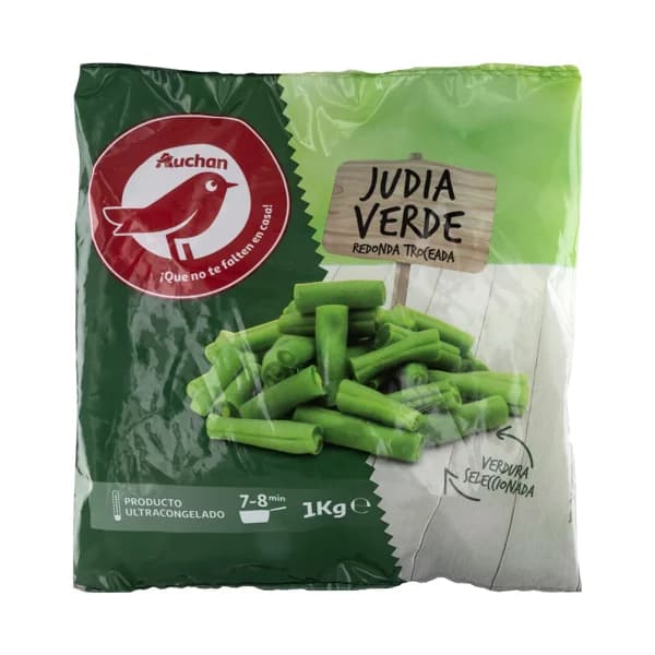 AUCHAN Judías verdes redondas troceadas y ultracongeladas 1 kg. Producto Alcampo - 1 kg - Imagen del producto en Findit