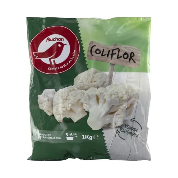 AUCHAN Coliflor seleccionada y ultracongelada 1 Kg. Producto Alcampo - 1 kg - Imagen del producto en Findit