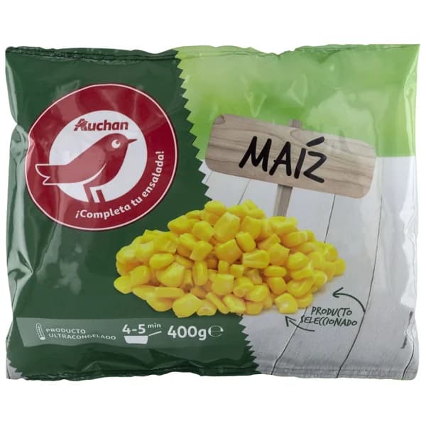 AUCHAN Maíz dulce en grano, ultracongelado 400 g. Producto Alcampo - 0.4 kg - Imagen del producto en Findit