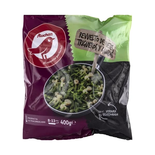 AUCHAN Revuelto de ajetes, espárragos trigueros y gambas 400 g. Producto Alcampo - 0.4 kg - Imagen del producto en Findit