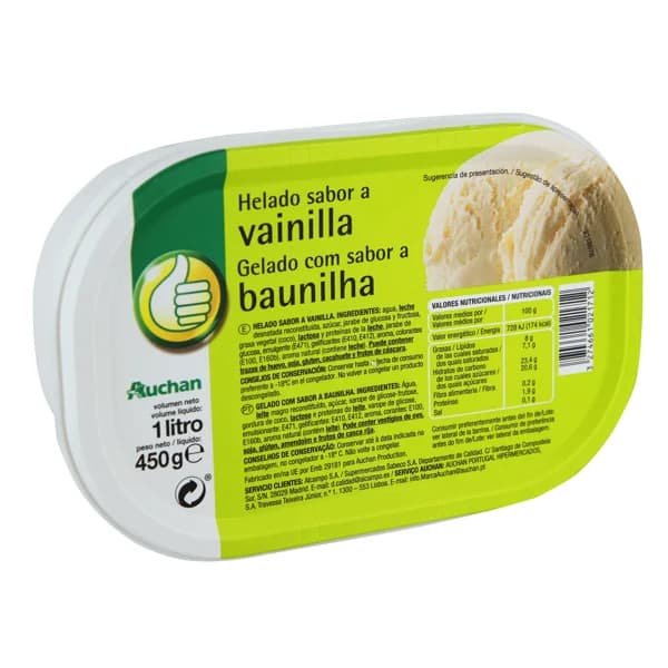 PRODUCTO ECONÓMICO ALCAMPO Tarrina de helado sabor a vainilla PRODUCTO ECONÓMICO ALCAMPO 1 l. - 1 l - Imagen del producto en Findit