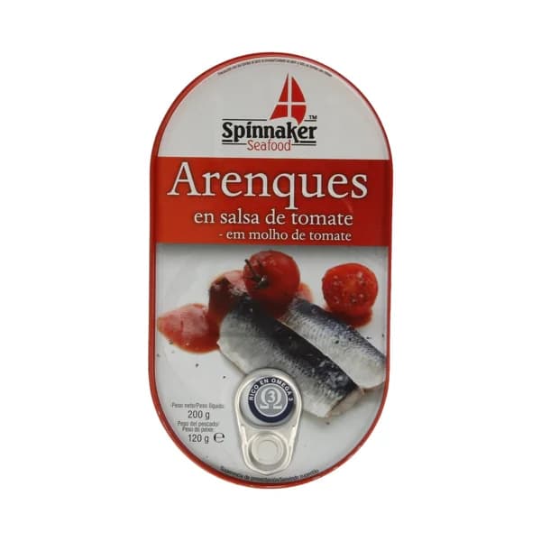 SPINNAKER Arenques con tomate, ahumados del Norte SPINNAKER 200 g. - 0.2 kg - Imagen del producto en Findit