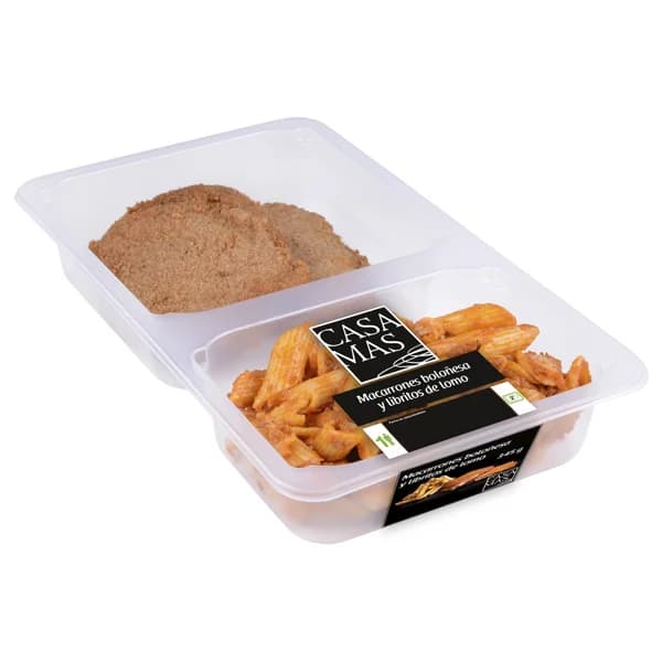 CASA MAS Macarrones a la boloñesa (190 g) y libritos de lomo de cerdo CASA MAS 345 g. - 0.35 kg - Imagen del producto en Findit