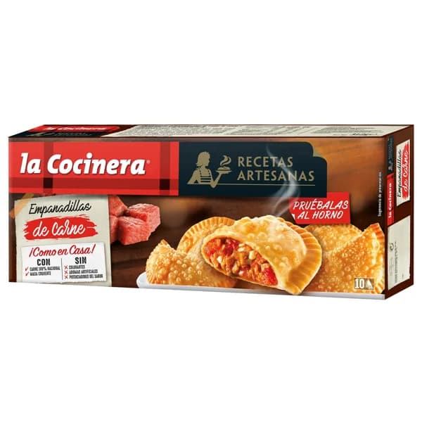 LA COCINERA Empanadillas de masa crujiente, rellenas de carne de origen 100% nacional Recetas artesanas 10 uds. - 0.31 kg - Imagen del producto en Findit