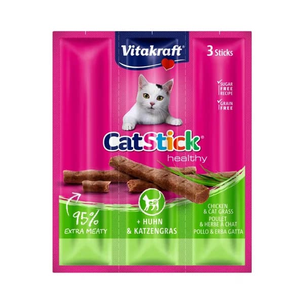 VITAKRAFT Snacks gatos, mini stick pollo con hierba gatera CAT STICK VVITAKRAFT 3 uds. 18 g. - 1 ud - Imagen del producto en Findit