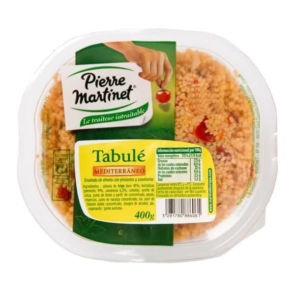 PIERRE MARTINET Tabulé mediterraneo (ensalada de sémola con pimientos y zanahorias) PIERRE MARTINET 400 g. - 0.4 kg - Imagen del producto en Findit