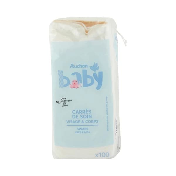 PRODUCTO ALCAMPO Baby Algodón cuadrado sin pelusas, para cara y cuerpo 100 uds. - 1 ud - Imagen del producto en Findit