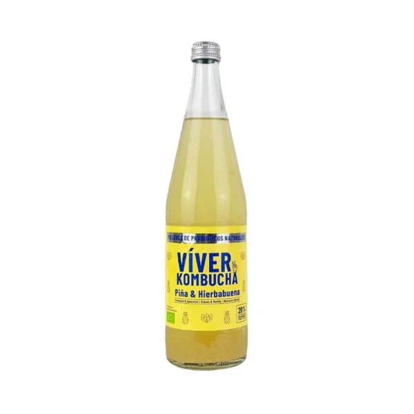 VIVER Bio Bebida fermentada de té (kombucha)  ecológica sabor a piña y hierbabuena 700 ml. - 0.7 l - Imagen del producto en Findit