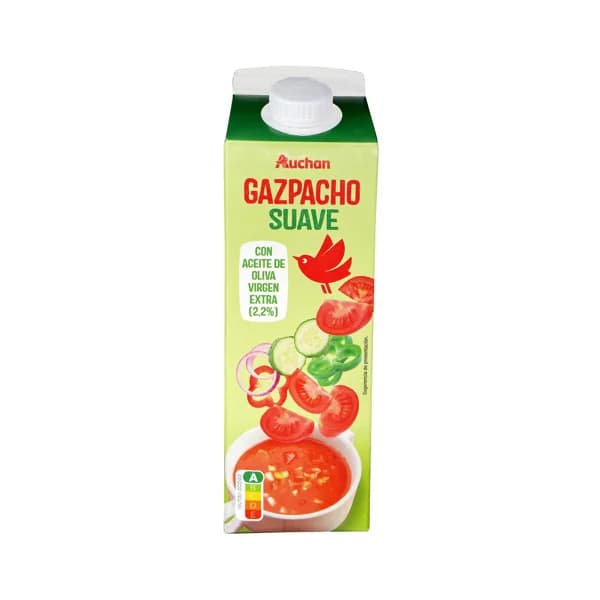 AUCHAN Gazpacho suave con aceite de oliva virgen extra 1 l. Producto Alcampo - 1 l - Imagen del producto en Findit