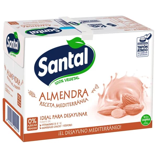 Bebida 100 % vegetal de almendras sin azúcares añadidos SANTAL 6 x 1 l. - 6 l - Imagen del producto en Findit
