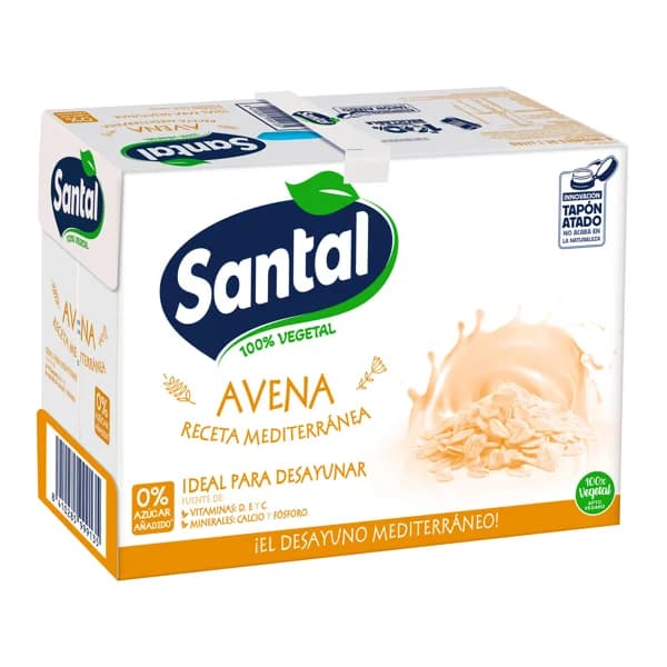 Bebida 100% vegetal de avena sin azúcares añadidos SANTAL 6 x 1 l. - 6 l - Imagen del producto en Findit