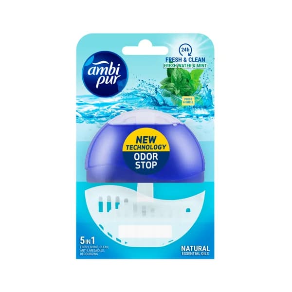AMBIPUR Fresh & clean Colgador para WC 5 en 1 con aroma a menta fresca. - 1 ud - Imagen del producto en Findit