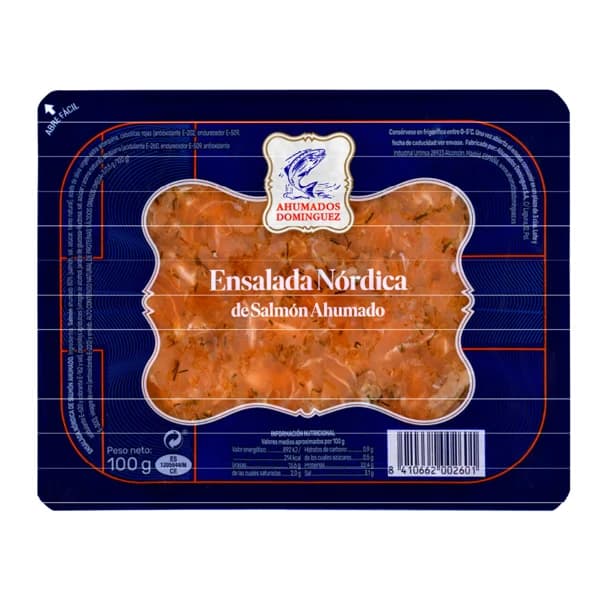 AHUMADOS DOMINGUEZ Ensalada nórdica de salmón ahumado 100g - 0.1 kg - Imagen del producto en Findit