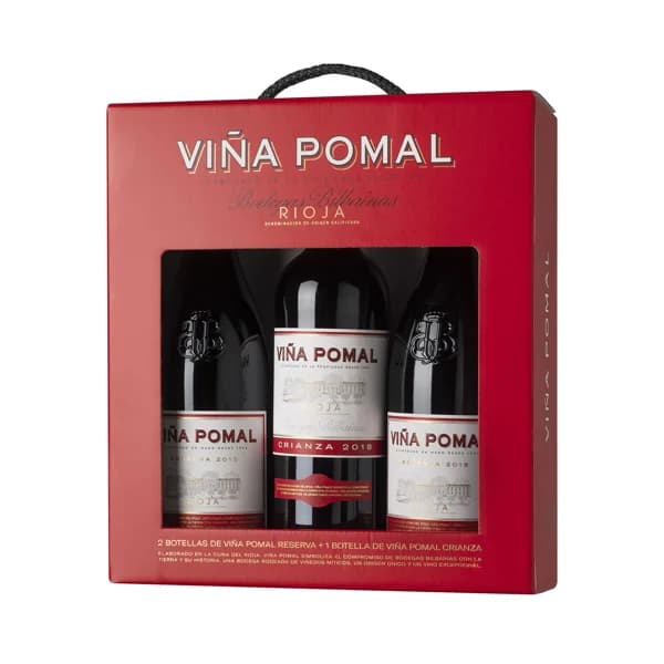 VIÑA POMAL  Estuche con 2 botellas (75 cl) de vino tinto reserva y botella (75 cl) de vino tinto crianza DO calificada Rioja VIÑA POMAL. - 1 ud - Imagen del producto en Findit