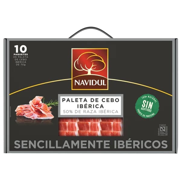 NAVIDUL Maletín con 10 sobres de 70 g. de paleta de cebo ibérica (50% raza ibérica), cortada en lonchas. - 0.7 kg - Imagen del producto en Findit