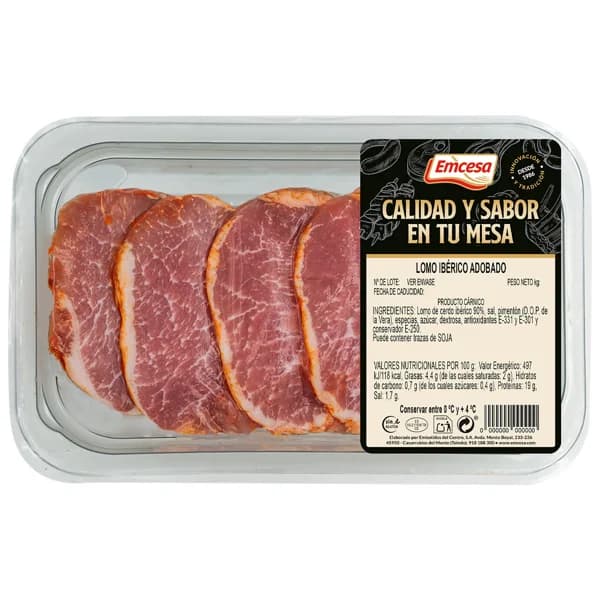EMCESA Filetes de cinta de lomo de cerdo ibérico adobado 200 g. - 0.2 kg - Imagen del producto en Findit