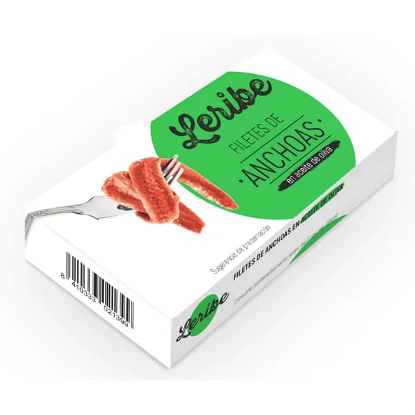LERIBE Filetes de anchoa en aceite de oliva 45 g.(P. N. E. 26 g.) - 1 ud - Imagen del producto en Findit