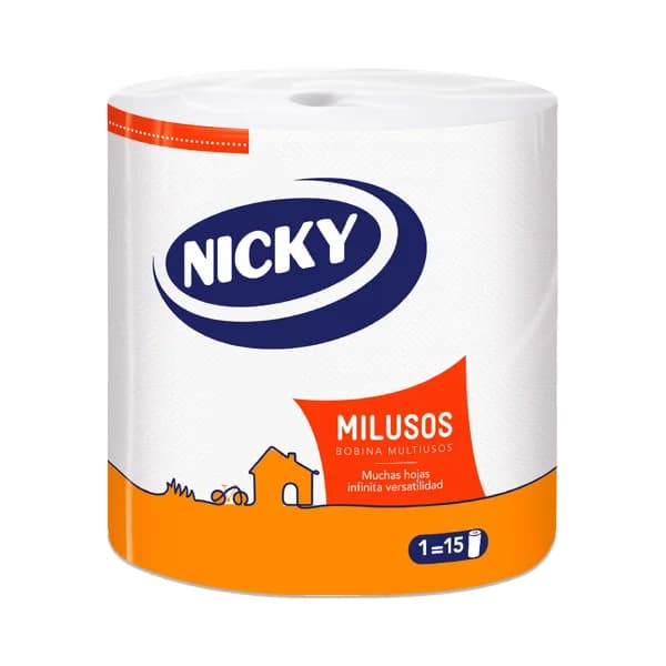 NICKY Rollo de cocina compacto maxí de 2 capas (equivale a 15 rollos) 123 m. - 1 ud - Imagen del producto en Findit