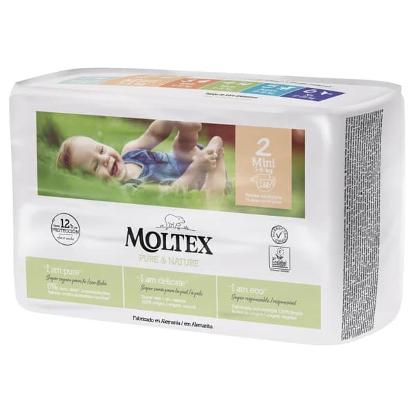 MOLTEX Pure & nature Pañales ecológicos talla 2 (3-6 kg) 36 uds. - 1 ud - Imagen del producto en Findit