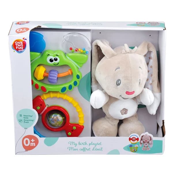 Set de 3 juguetes Leo para bebés, incluye sonajero, mordedor y peluche, ONE TWO FUN ALCAMPO. - 1 ud - Imagen del producto en Findit