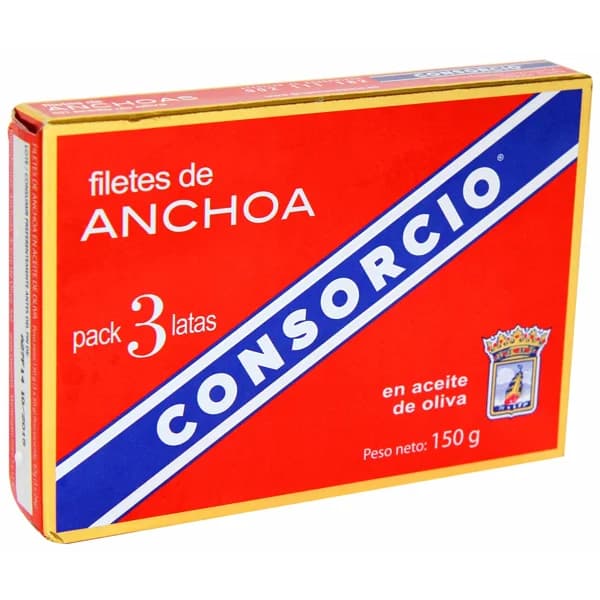 CONSORCIO Filetes de anchoa en aceite de oliva CONSORCIO 50 g. pack de 3 uds - 0.09 kg - Imagen del producto en Findit