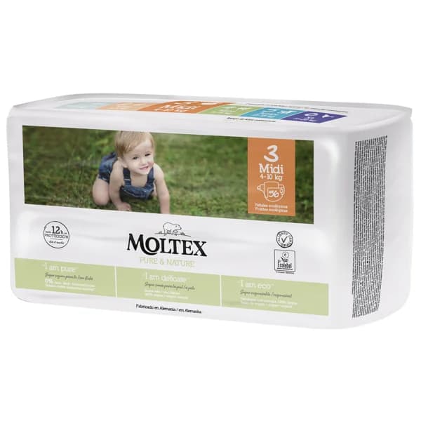MOLTEX Pure & nature Pañales ecológicos talla 3 (4-10 kg) 56 uds. - 1 ud - Imagen del producto en Findit
