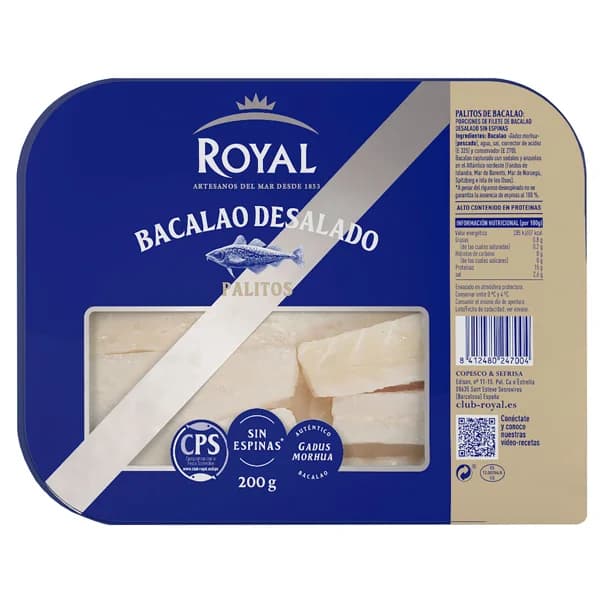 ROYAL Bacalao desalado en palitos ROYAL 200 gramos - 0.2 kg - Imagen del producto en Findit