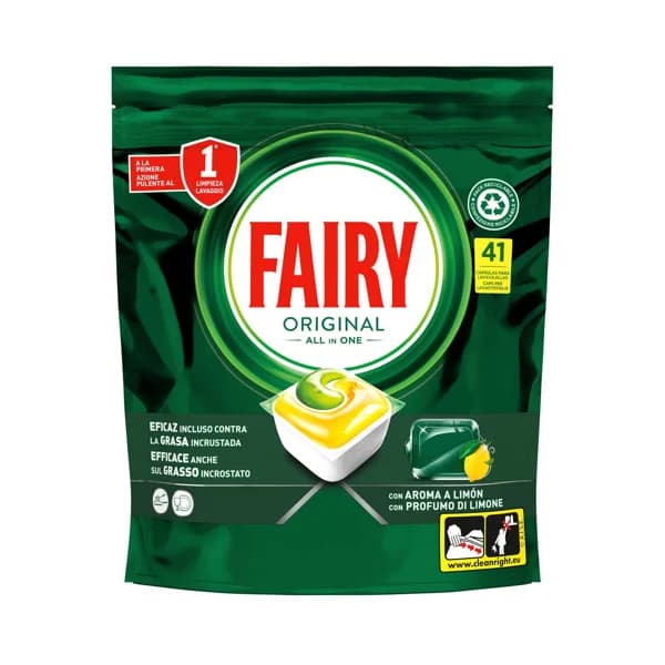 FAIRY Original Detergente todo en uno para lavavajillas en cápsulas, con aroma a limón 41 uds. - 0.55 kg - Imagen del producto en Findit