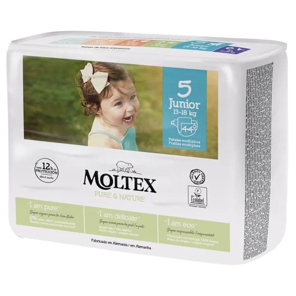MOLTEX Pure & nature Pañales ecológicos talla 5 (13-18 kg) 44 uds. - 1 ud - Imagen del producto en Findit