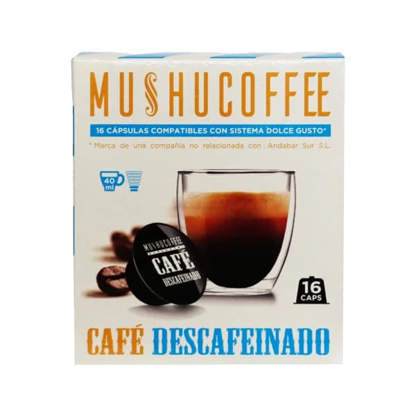 MUSHUCOFFEE Café descafeinado (100% café molido tueste natural) en cápsulas 16 uds. - 0.11 kg - Imagen del producto en Findit