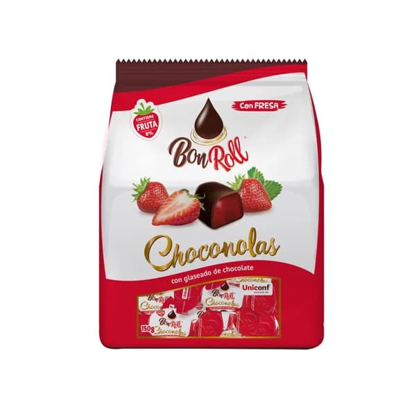 BON ROLL Caramelos de goma glaseados sabor fresa con glaseado chocolate BON ROLL CHOCONOLAS 150 g. - 0.15 kg - Imagen del producto en Findit