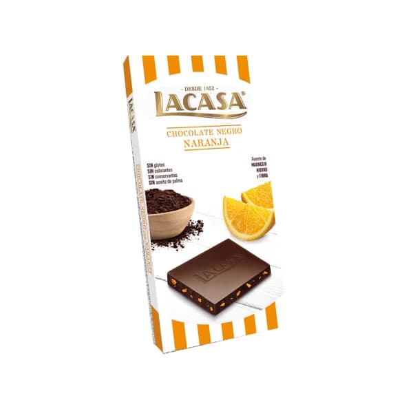 LACASA Chocolate negro con naranja 100 g. - 0.1 kg - Imagen del producto en Findit
