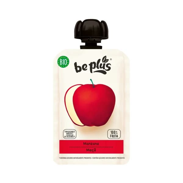 BE PLUS Bolsita de manzana ecológica, sin gluten y sin azúcares añadidos, a partir de 4 meses BE PLUS Bio 100 g. - 0.1 kg - Imagen del producto en Findit